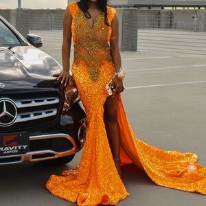 Medium Orange Prom Dress